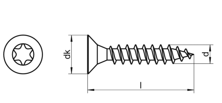 WKRĘTY NIERDZEWNE DO DREWNA A2 TORX 5 x 30 mm 100 szt.