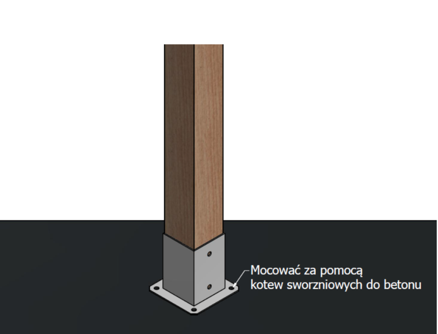 PODSTAWA SŁUPA PRZYKRĘCANA 80 x 80 mm