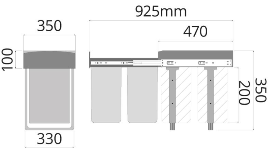 KOSZ NA ŚMIECI WYSUWANY DO SZAFKI 40 2x15L