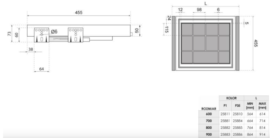 ORGANIZER DO SZAFY NA BIŻUTERIĘ SYMPHONY 90 cm WB-665-900 ANTRACYT