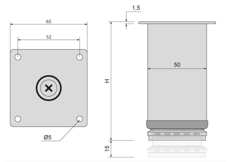 NÓŻKA MEBLOWA OKRĄGŁA DN-795 H-60 G2 CHROM