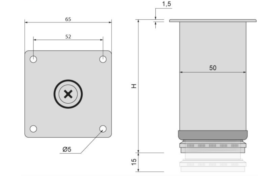 NÓŻKA MEBLOWA OKRĄGŁA DN-795 H-150 G2 CHROM