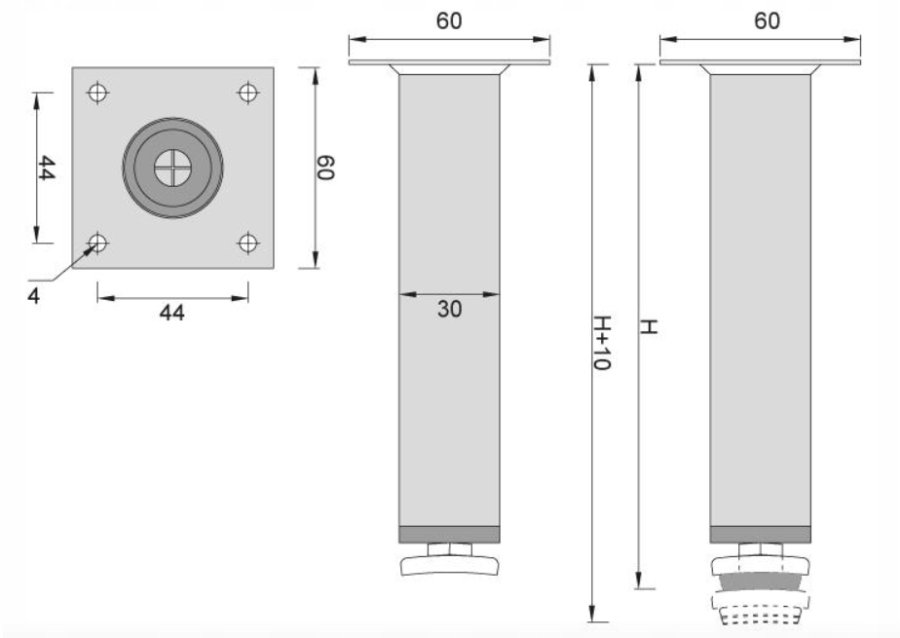 NÓŻKA MEBLOWA METALOWA DN-737 H-150 BIAŁY