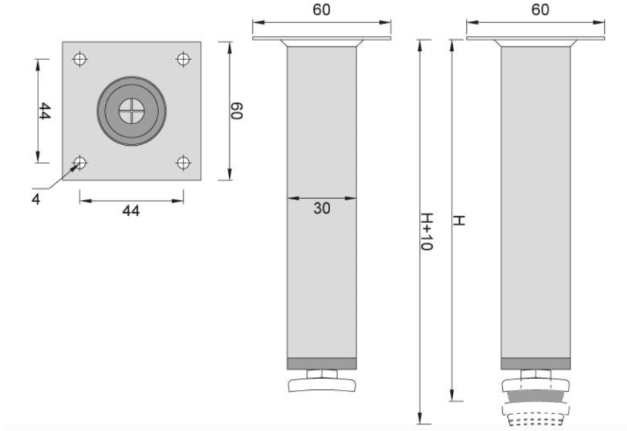 NÓŻKA MEBLOWA METALOWA DN-737 H-150 G5 SATYNA