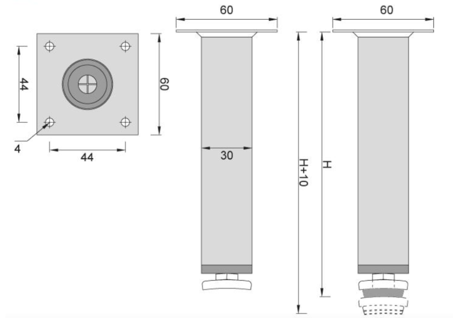 NÓŻKA MEBLOWA METALOWA DN-737 H-150 G2 CHROM