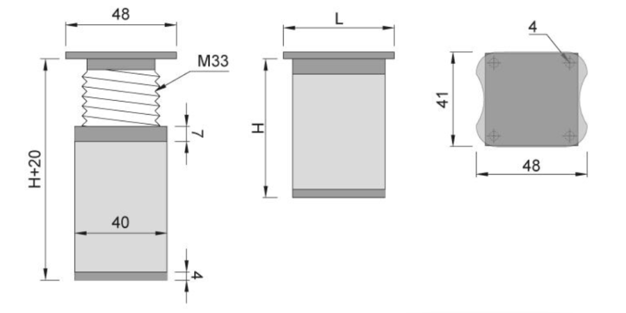 NÓŻKA MEBLOWA KWADRATOWA ALUMINIOWA H-150 BIAŁY/CZARNY