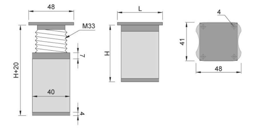 NÓŻKA MEBLOWA KWADRATOWA ALUMINIOWA H-150 CZARNY MAT