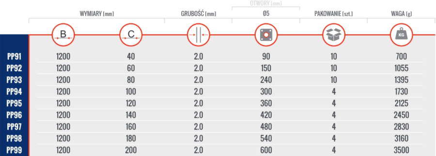 PAS PERFOROWANY 1200x100x2.0