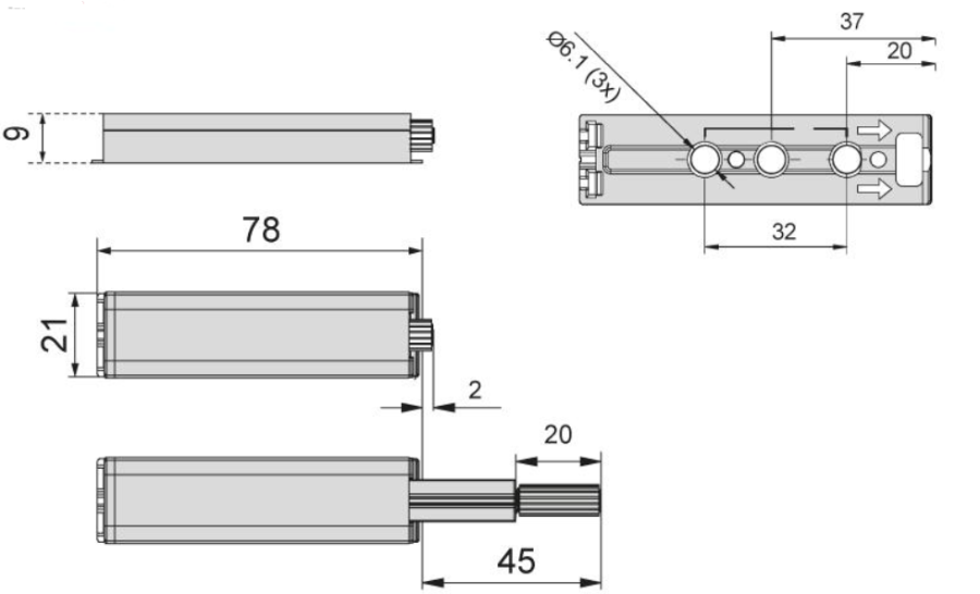 ODBOJNIK MEBLOWY PUSH/OPEN KOŃCÓWKA MAGNETYCZNA