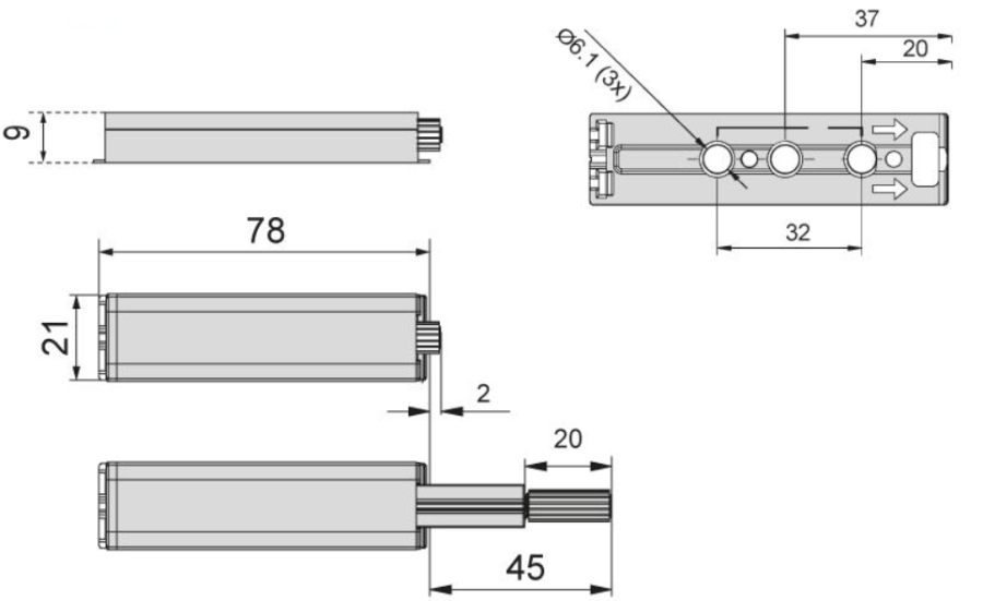 ODBOJNIK MEBLOWY PUSH/OPEN KOŃCÓWKA SILIKONOWA