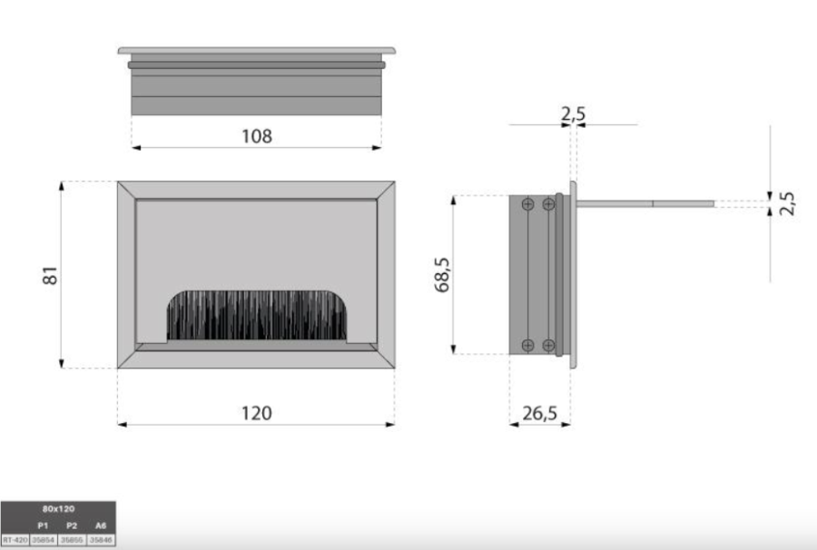 PRZEPUST KABLA ALUMINIOWY RT-420 80 x 120 mm BIAŁY