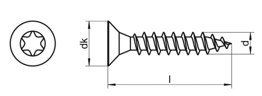 WKRĘTY NIERDZEWNE DO DREWNA A2 TORX 3 x 30 mm 100 szt.