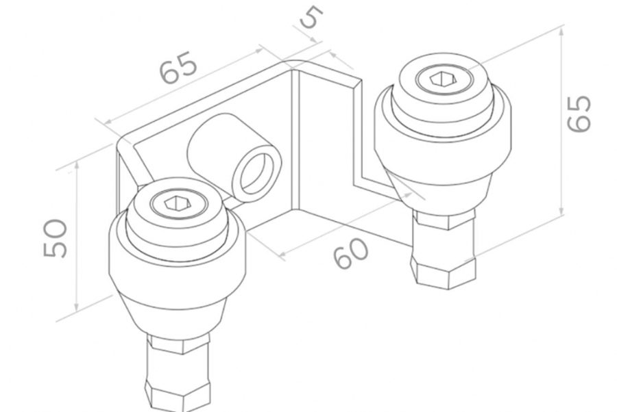 UCHWYT GÓRNY BRAMY PRZESUWNEJ 60 mm ROLKI GUMOWANE