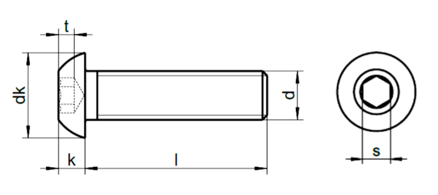 ŚRUBA NIERDZEWNA Z ŁBEM KULISTYM IMBUS M4 x 20mm INOX 100 szt.