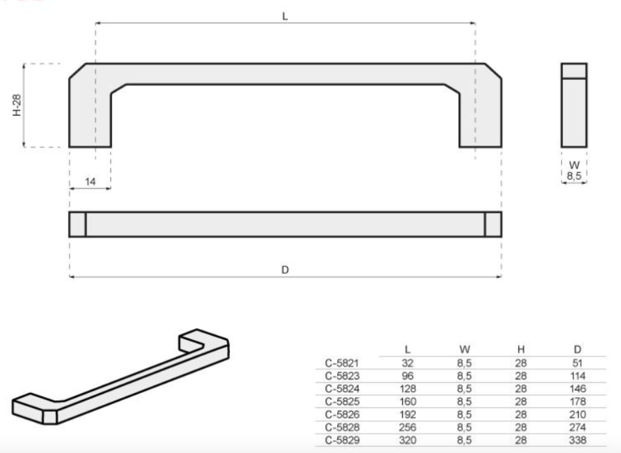 UCHWYT MEBLOWY CAMPANA C-5823/96 MIEDŹ 96 mm