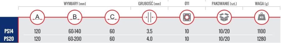 PODSTAWA SŁUPA REGULOWANA Z PRĘTEM 60-140x3.5