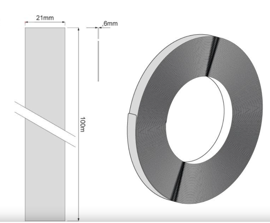 OBRZEŻE Z KLEJEM WĄSKIE POPIEL 21 mm - ROLKA 100 m