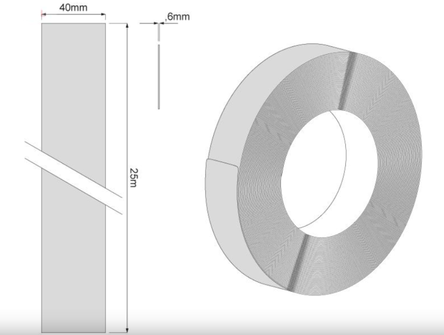 OBRZEŻE Z KLEJEM SZEROKIE ALUMINIUM 40 mm - ROLKA 25 m