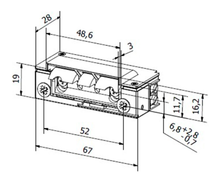 ELEKTROZACZEP HARTTE XS12U-C 12V AC/DC WĄSKI Z WYŚLIZGIEM