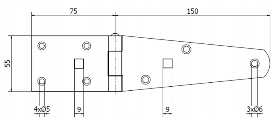 ZAWIAS BUDOWLANY SKOŚNY 150 x 75 x 2.5 mm