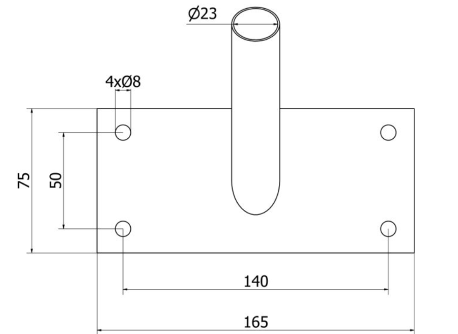 UCHWYT DO FLAG 1-RAMIENNY Z PODKŁADKĄ DO BALUSTRAD