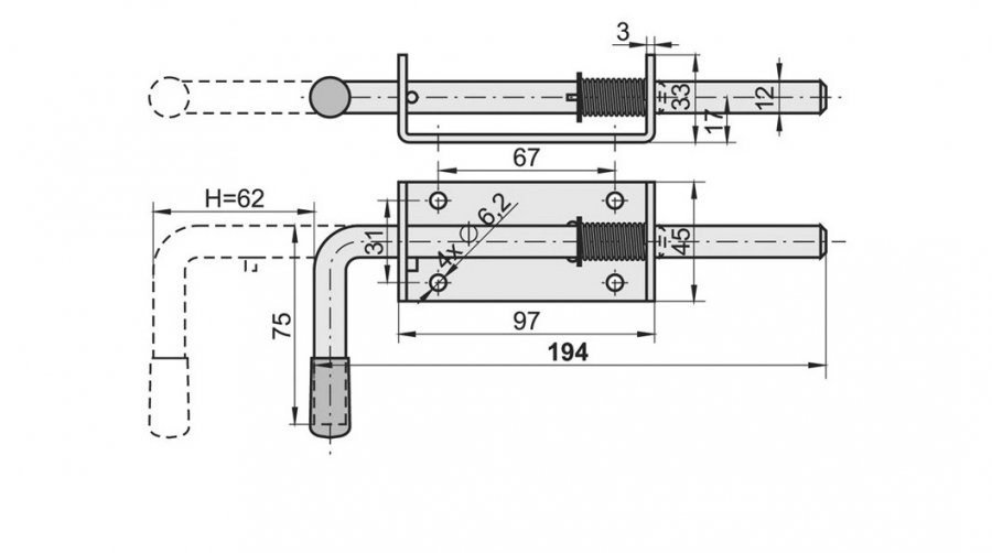 RYGIEL 200MM Z ZACZEPEM