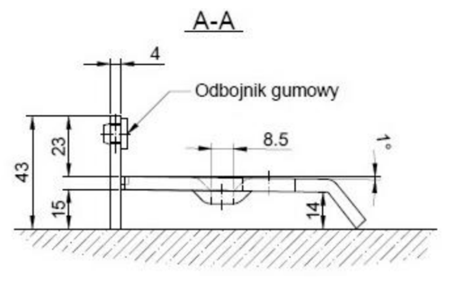 STOPER DO BRAM SKRZYDŁOWYCH POD RYGIEL 150 x 100 x 67 mm