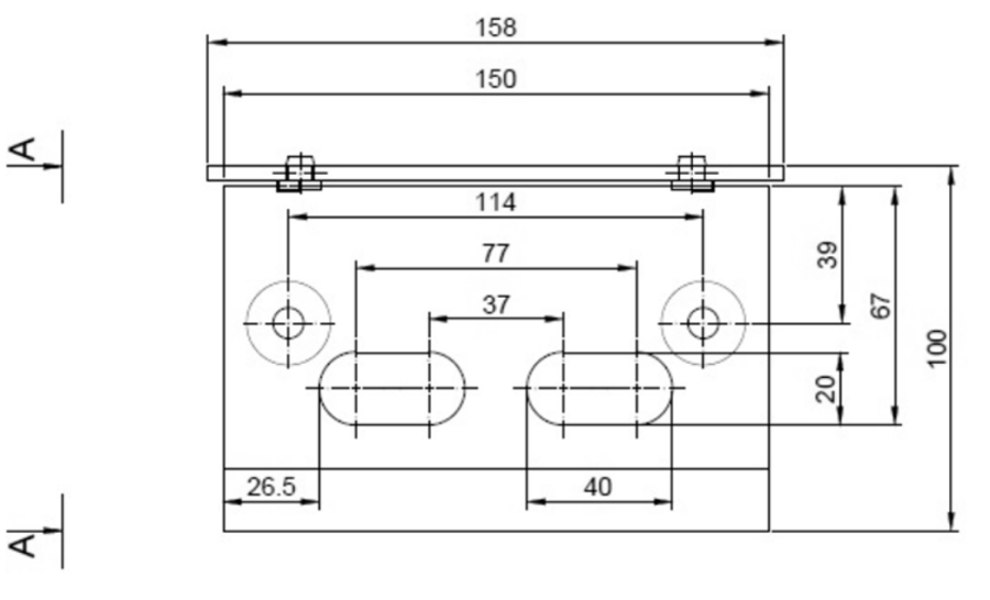 STOPER DO BRAM SKRZYDŁOWYCH POD RYGIEL 150 x 100 x 67 mm CZARNY