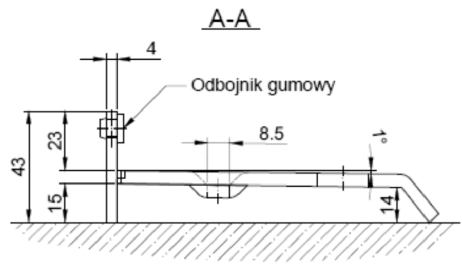 STOPER DO BRAM SKRZYDŁOWYCH POD RYGIEL 150 x 130 x 97 mm