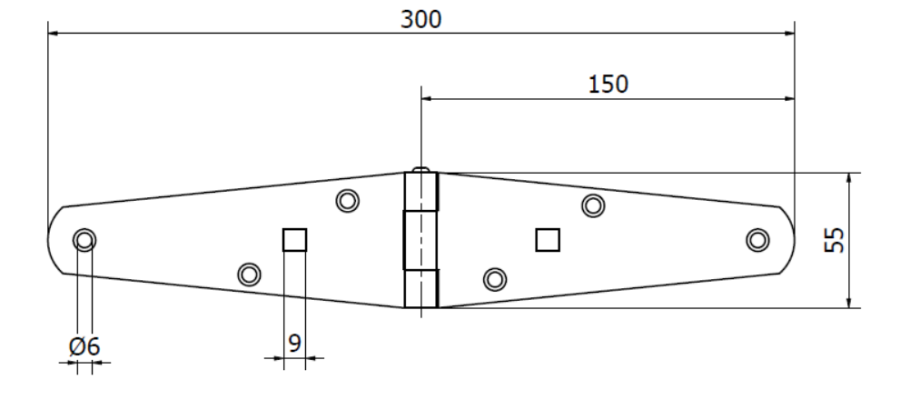 ZAWIAS BUDOWLANY SKOŚNY 150 x 150 mm CZARNY