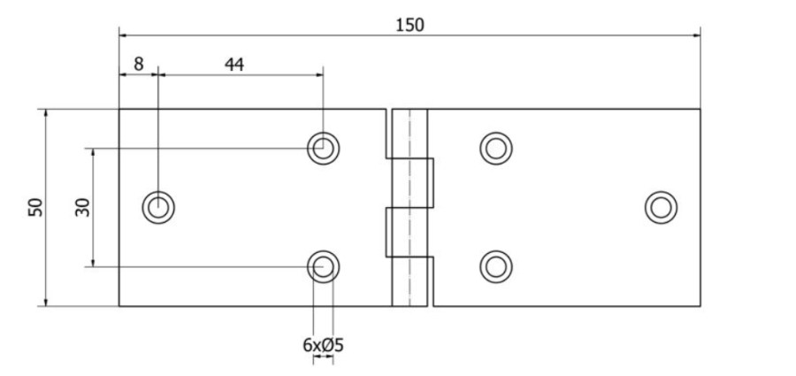 ZAWIAS BUDOWLANY 150 x 55 x 2.5 mm CZARNY