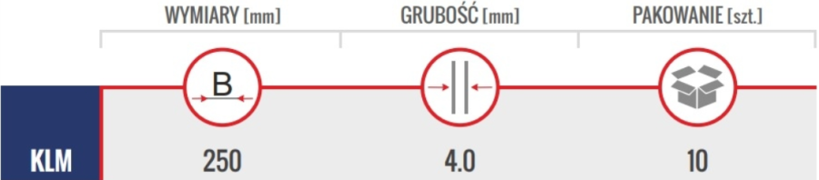 KLAMRA BUDOWLANA PŁASKA 250x4.0 mm