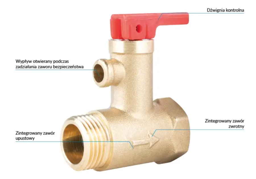 ZAWÓR BEZPIECZEŃSTWA AF4 DO ELEKTRYCZNYCH PODGRZEWACZY WODY 6,7 BAR 1/2