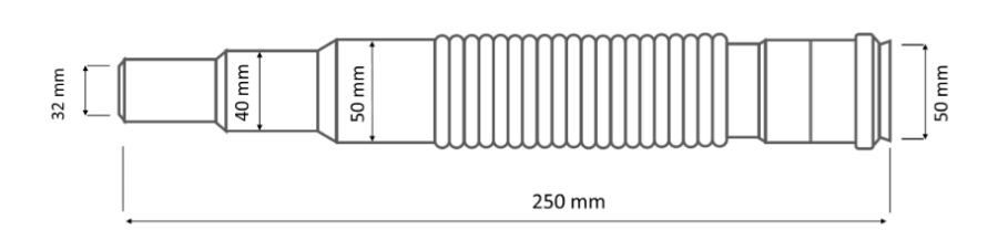 ZŁĄCZE ELASTYCZNE REDUKCYJNE FI50 50/40/32, L– 250 mm Z KIELICHEM