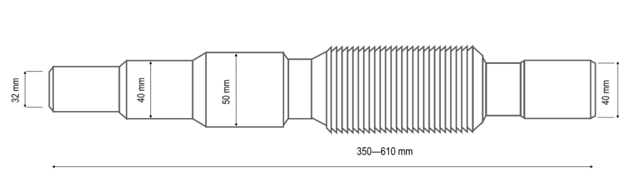 ZŁĄCZE ELASTYCZNE REDUKCYJNE ZATRZASKOWE FI40 40/50/40, L-320-580 mm