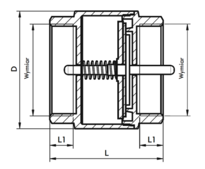 ZAWÓR WODNY ZWROTNY ZE SPRĘŻYNĄ MOSIĘŻNY 1