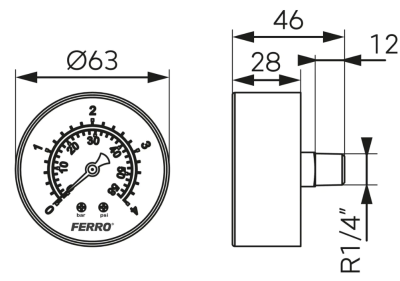 MANOMETR 1/4