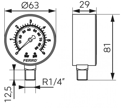 MANOMETR 1/4