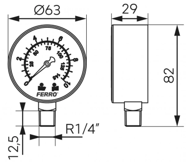 MANOMETR 1/4