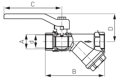 ZAWÓR KULOWY Z FILTREM 1/2