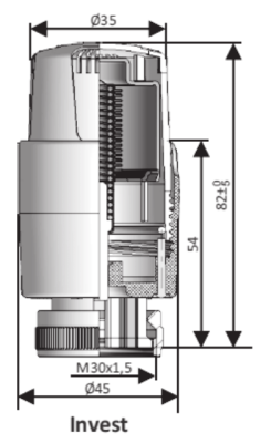 GŁOWICA TERMOSTATYCZNA INVEST M30 x 1,5