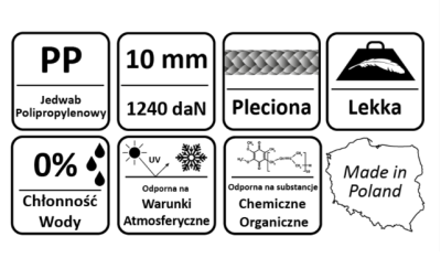 LINA SYNTETYCZNA POLIPROPYLENOWA KOLOROWA 10 mm - 15 m