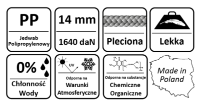 LINA SYNTETYCZNA POLIPROPYLENOWA KOLOROWA 14 mm - 10 m