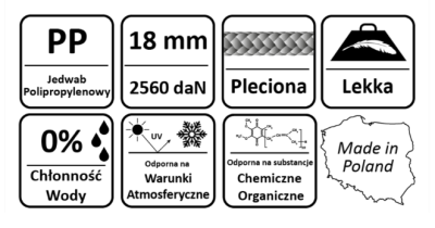 LINA SYNTETYCZNA POLIPROPYLENOWA KOLOROWA 18 mm - 10 m