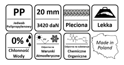 LINA SYNTETYCZNA POLIPROPYLENOWA KOLOROWA 20 mm - 10 m