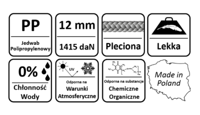 LINA SYNTETYCZNA POLIPROPYLENOWA KOLOROWA 12 mm - 10 m