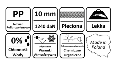 LINA SYNTETYCZNA POLIPROPYLENOWA ZIELONA 10 mm - 10 m