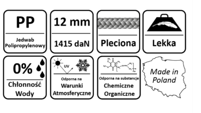 LINA SYNTETYCZNA POLIPROPYLENOWA ZIELONA 12 mm - 10 m