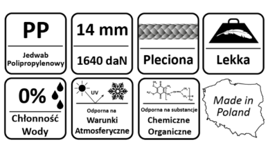 LINA SYNTETYCZNA POLIPROPYLENOWA ZIELONA 14 mm - 10 m