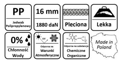 LINA SYNTETYCZNA POLIPROPYLENOWA ZIELONA 16 mm - 10 m